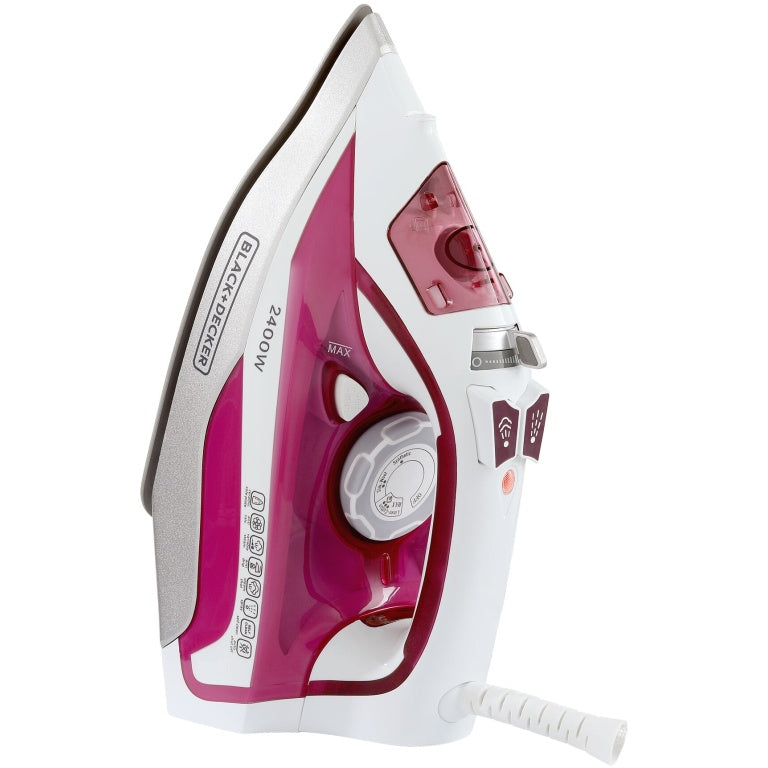 Black+Decker Ceramic Steam Iron, 2400 Watt, Pink – X2400 Black+Decker Ceramic Steam Iron, 2400 Watt, Pink – X2400
